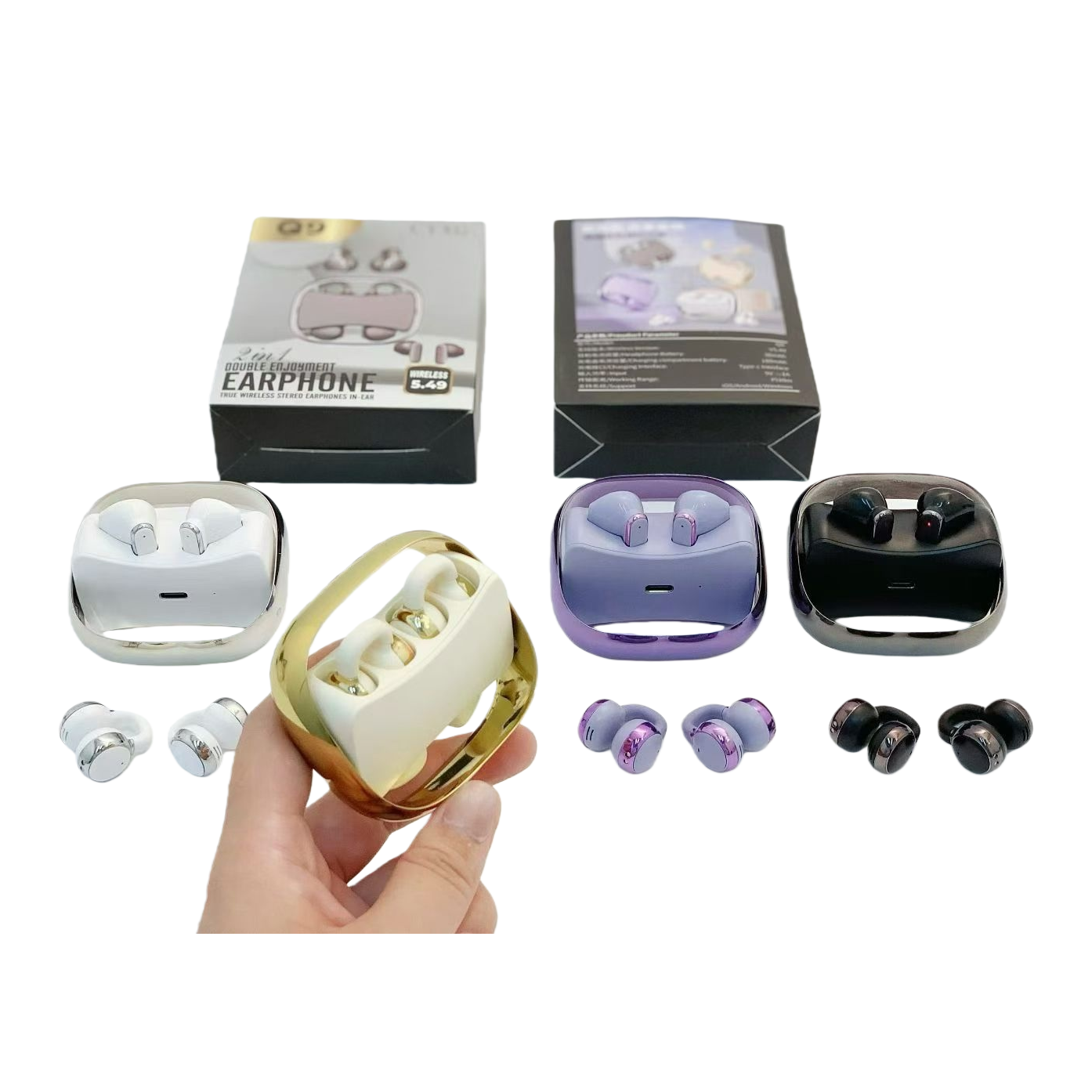 Auriculares inalámbricos true colorido caja de carga portátil bluetooth in-ear deporte tipo universal auriculares adaptables para uso con múltiples dispositivos Item Picture