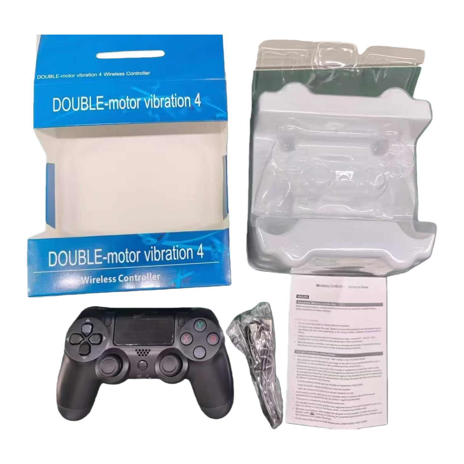 The wireless Bluetooth black game controller supports multi-platform vibration remote control for gaming, providing a comfortable and portable feel Item Picture