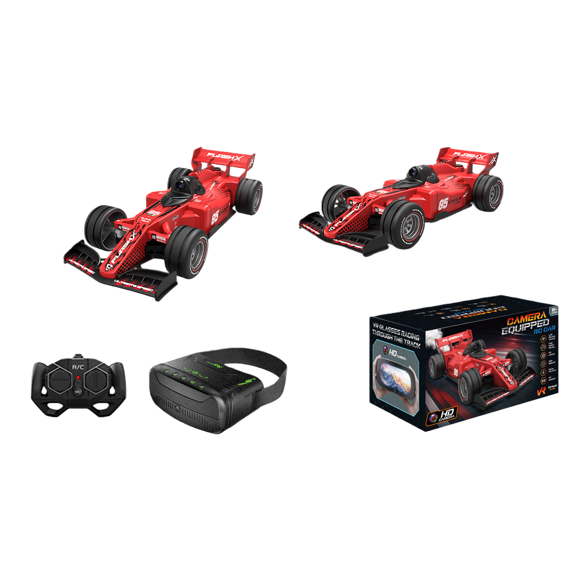 Red remote control racing VR glasses set, children's toy racing simulation experience interactive entertainment equipment Item Picture