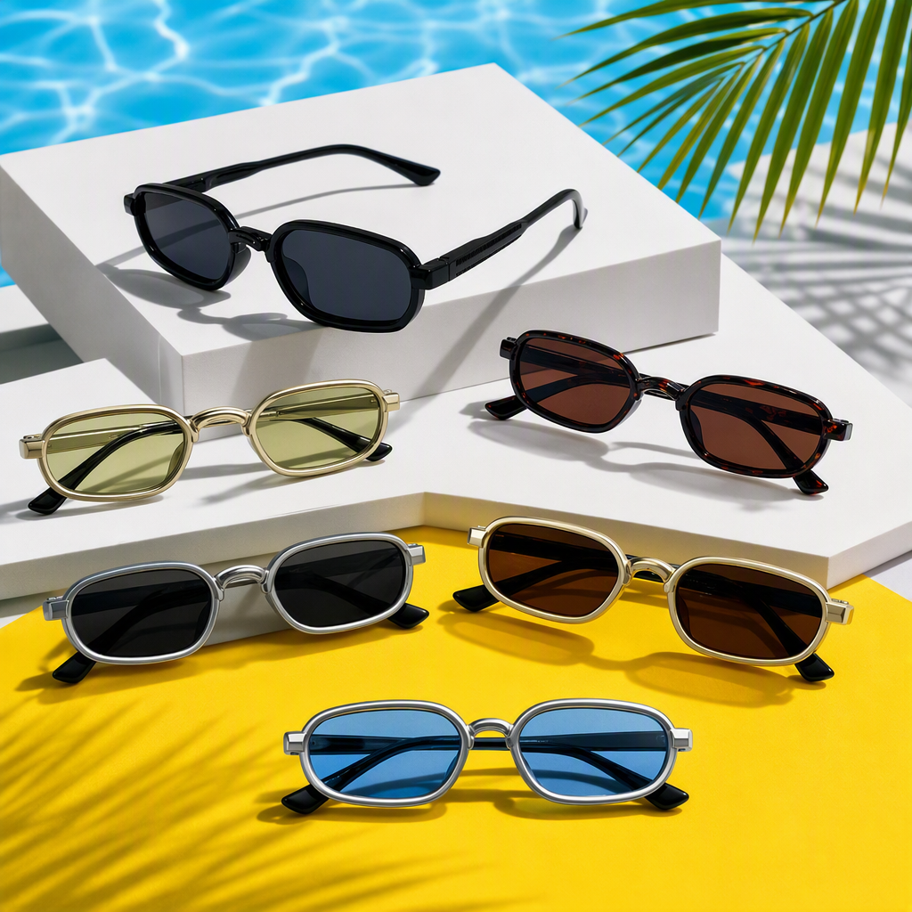 New 2026 European and American export sunglasses, trendy and fashionable UV protection sunglasses, outdoor activities, street photography, pose photography, sun protection glasses, direct sales in multiple colors available, unisex glasses for both men and women, sun protection and light blocking Specification image