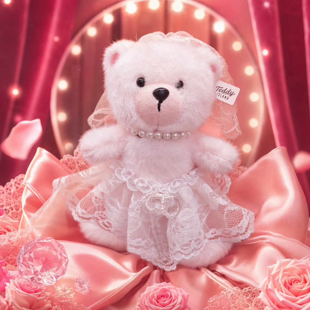 Cute white wedding bear plush dolls, wedding fabric ornaments, couple gifts, birthday and festival presents Specification image