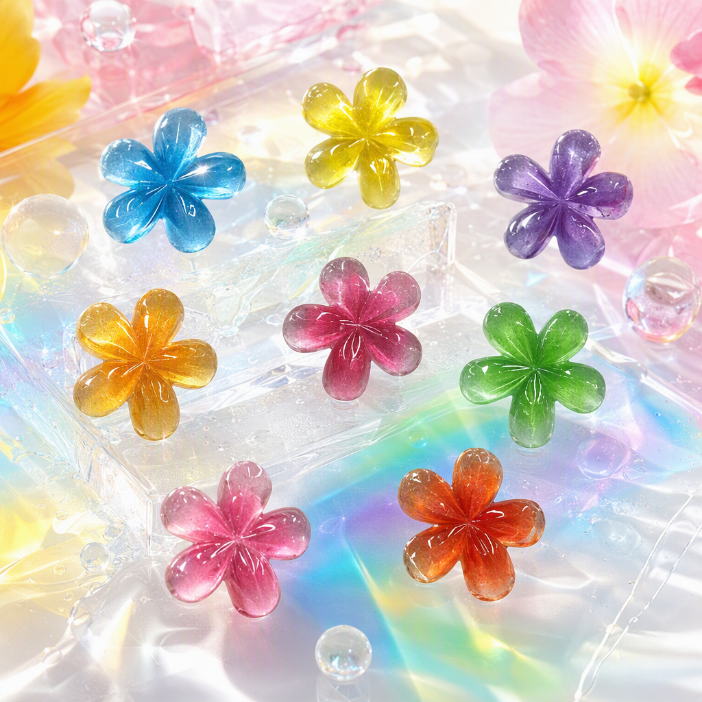 彩色花朵形饰品细节图