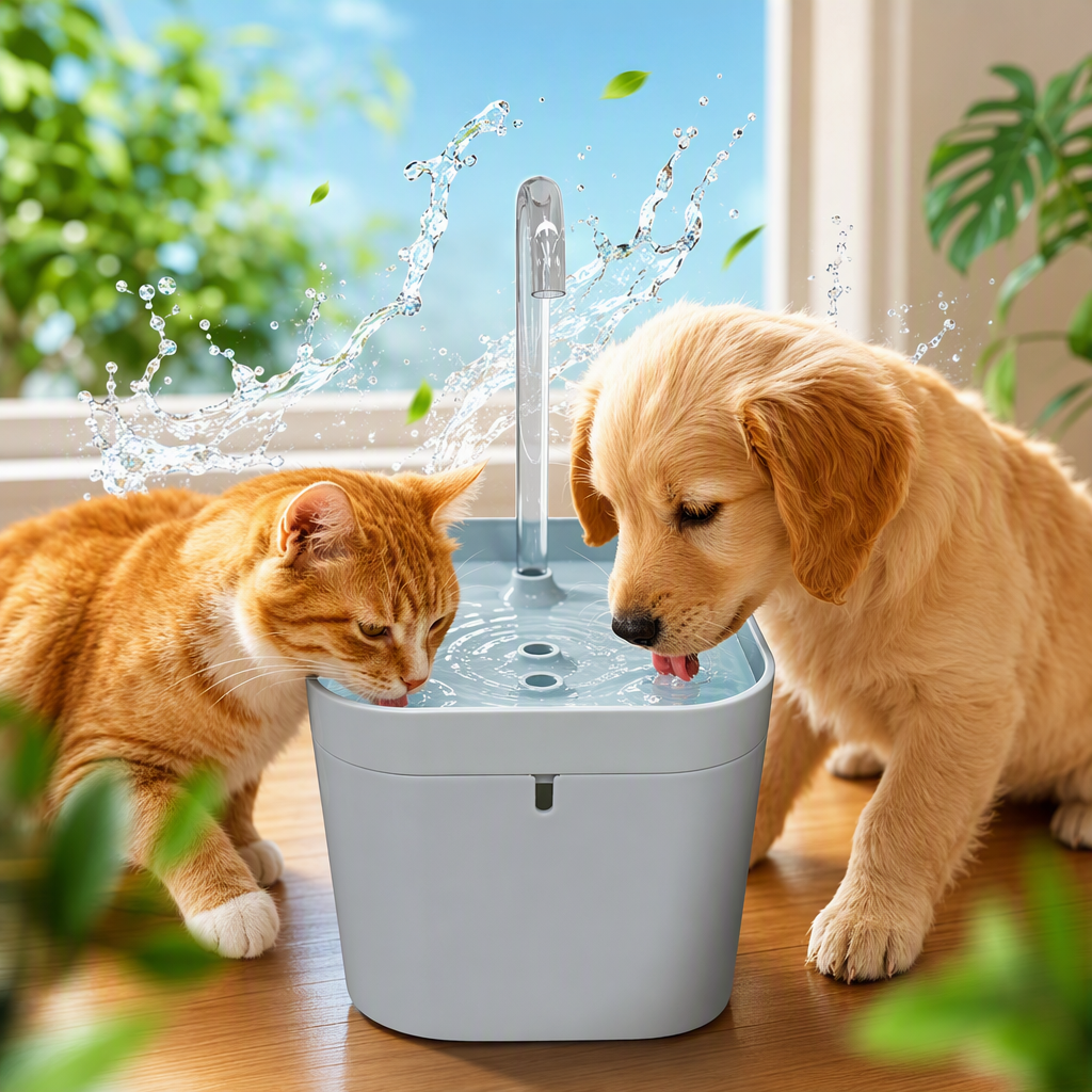 Fashionable light grey pet water dispenser, large-capacity silent pet supplies, pet water feeder, essential for pets Specification image