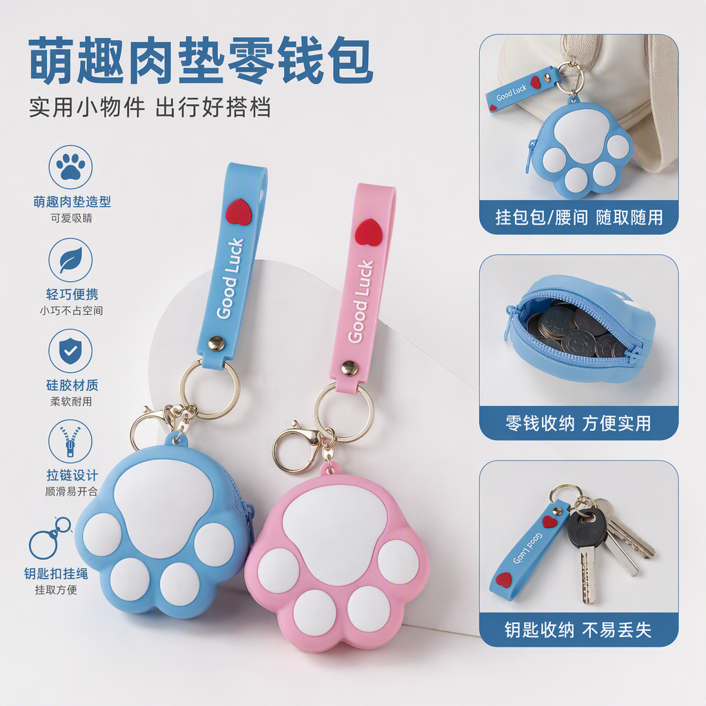 Cute and fun claw-shaped keychain, blue and pink animal cartoon key chain pendant, creative gift accessory