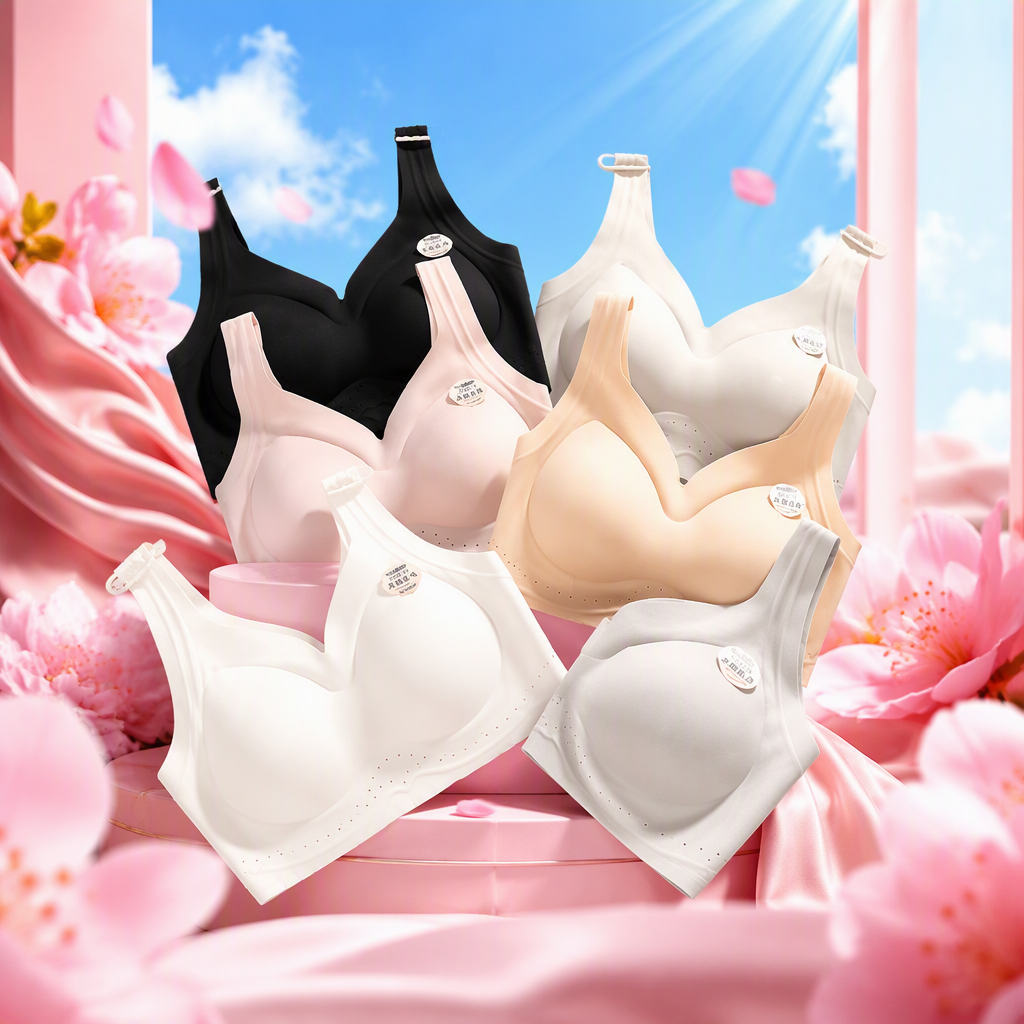 Multi-color invisible bra, thin, seamless, frameless, comfortable and breathable lingerie set for girls Specification image