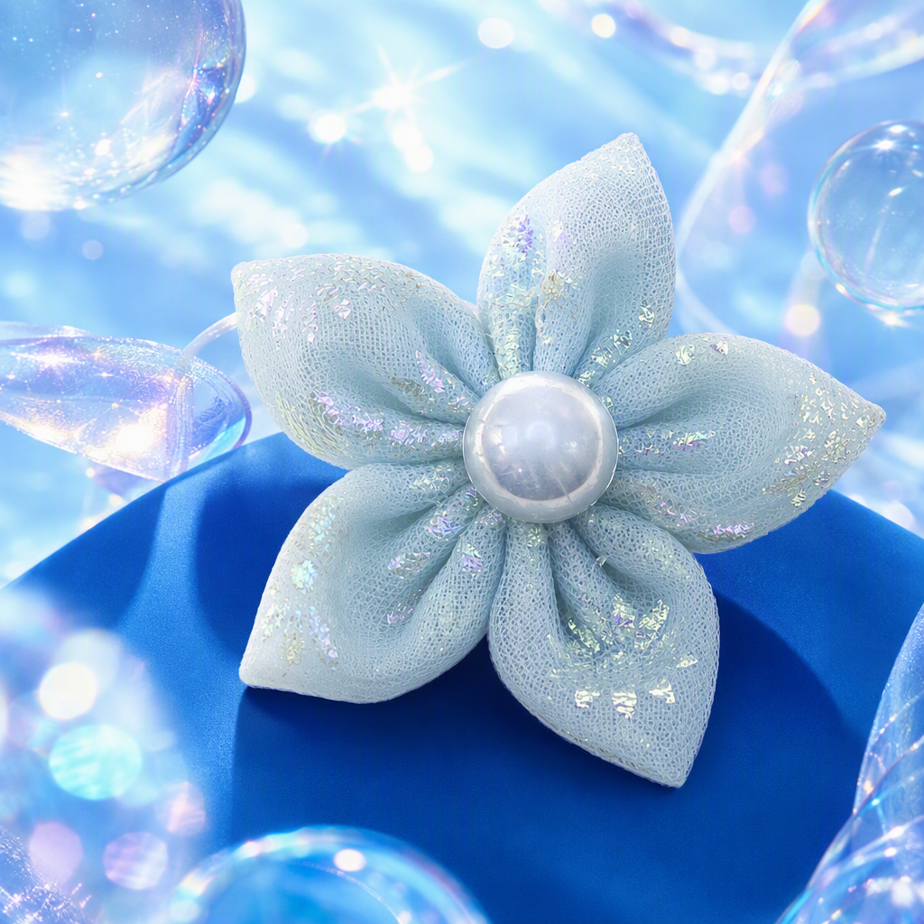 浅蓝色亮片花朵装饰品细节图