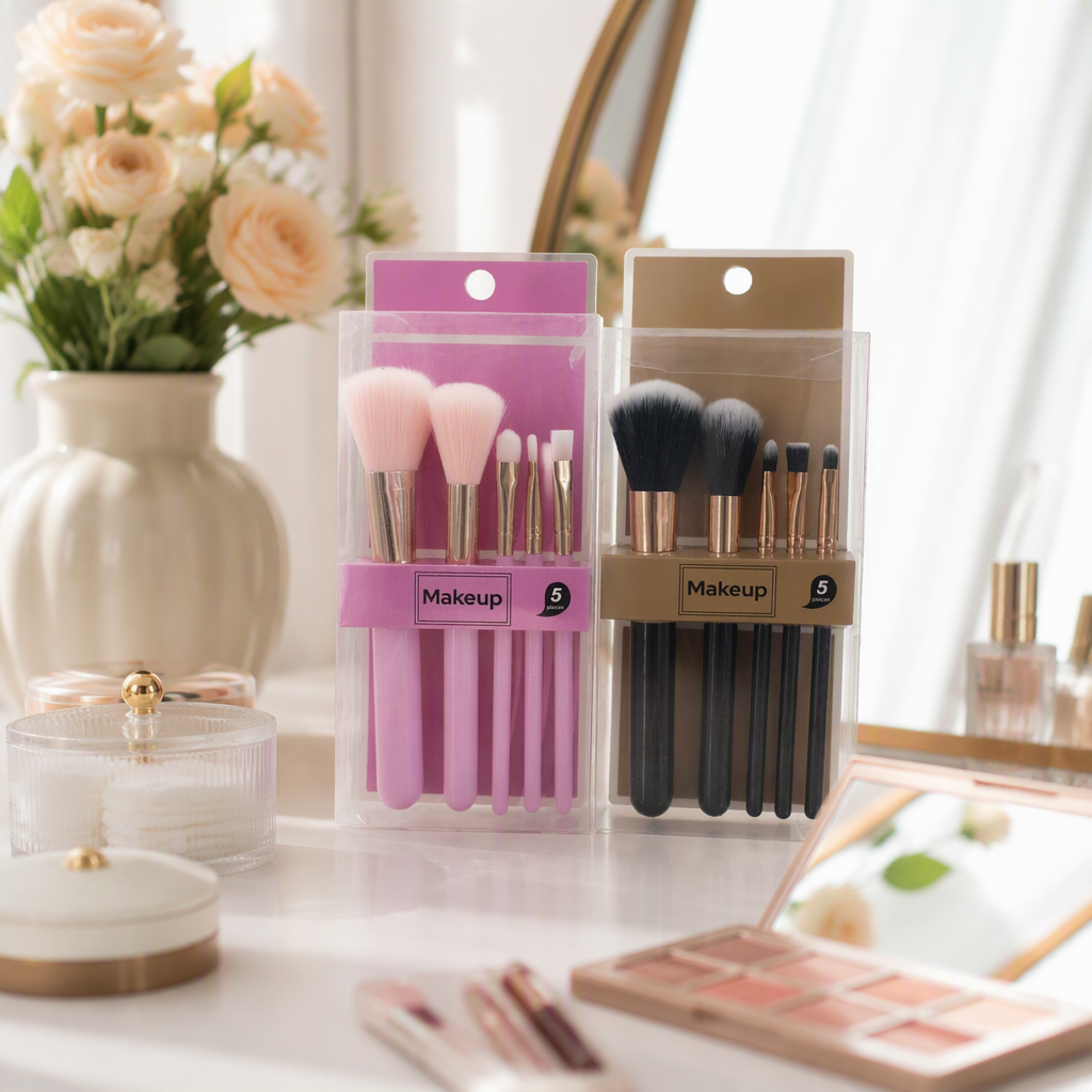Pink and black makeup brush set, professional makeup tools, multi-functional foundation, eyeshadow and blush brush set, suitable for students and beginners details Picture