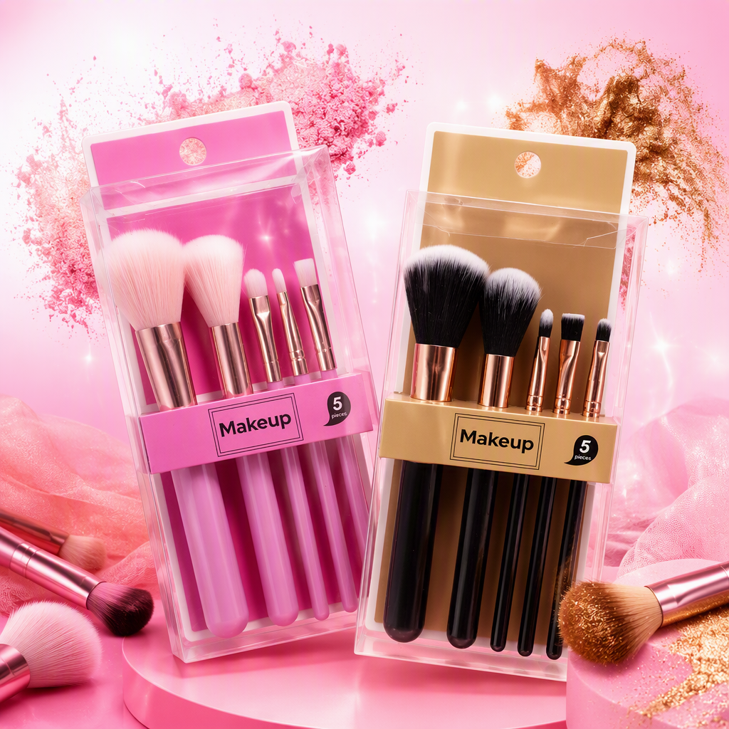 Pink and black makeup brush set, professional makeup tools, multi-functional foundation, eyeshadow and blush brush set, suitable for students and beginners Specification image