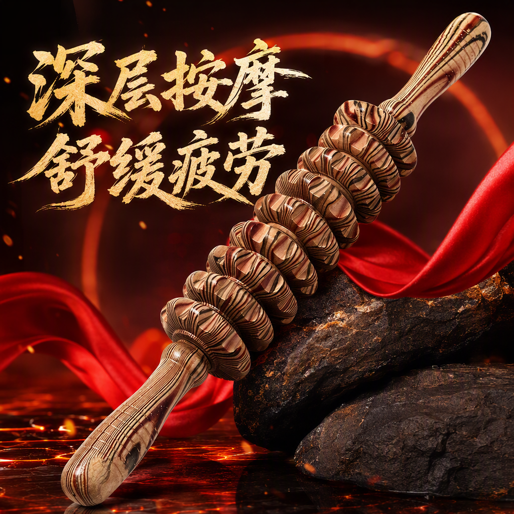 A multi-functional wooden massage roller for relaxing muscles, deep massage and body therapy Specification image