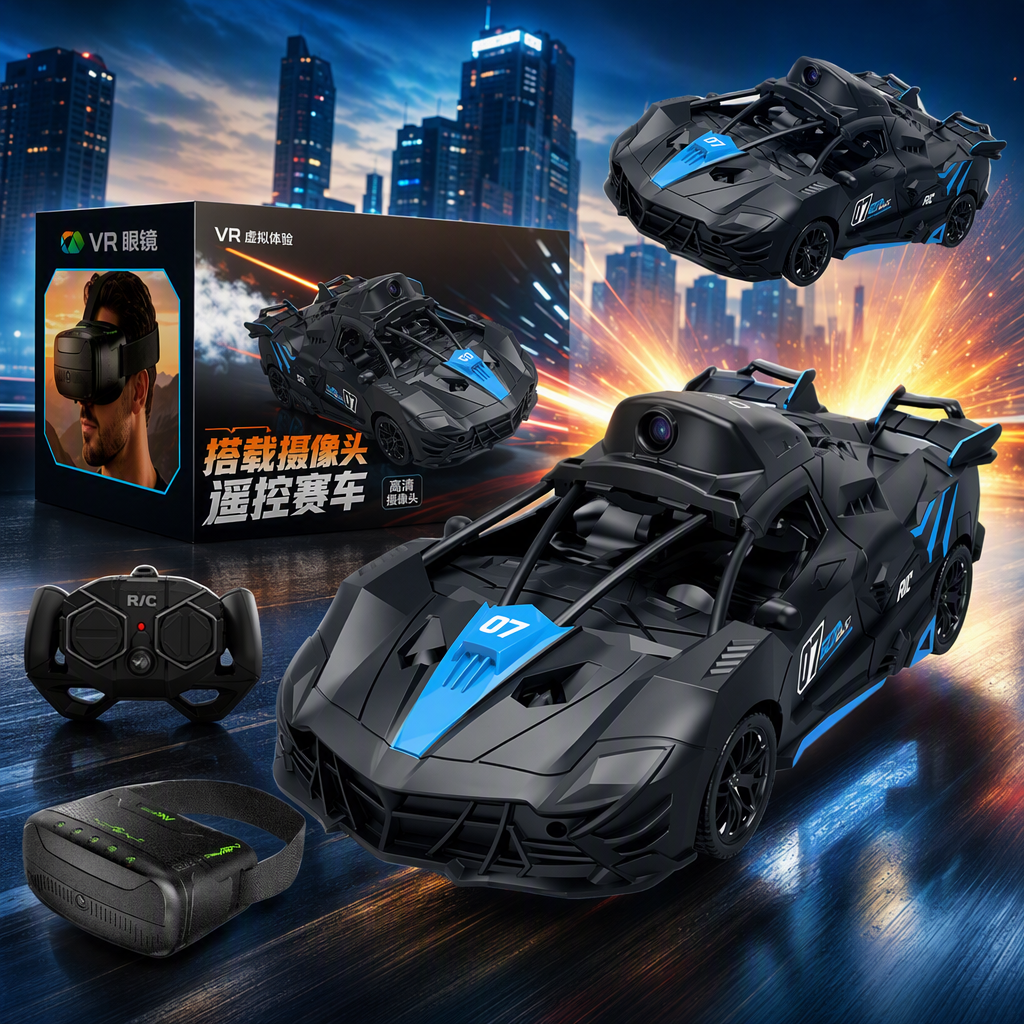 Negro rc racing set conjunto VR gafas hd inmersión experiencia niños adultos juguetes de carreras de coches de carreras traje de carreras Specification image