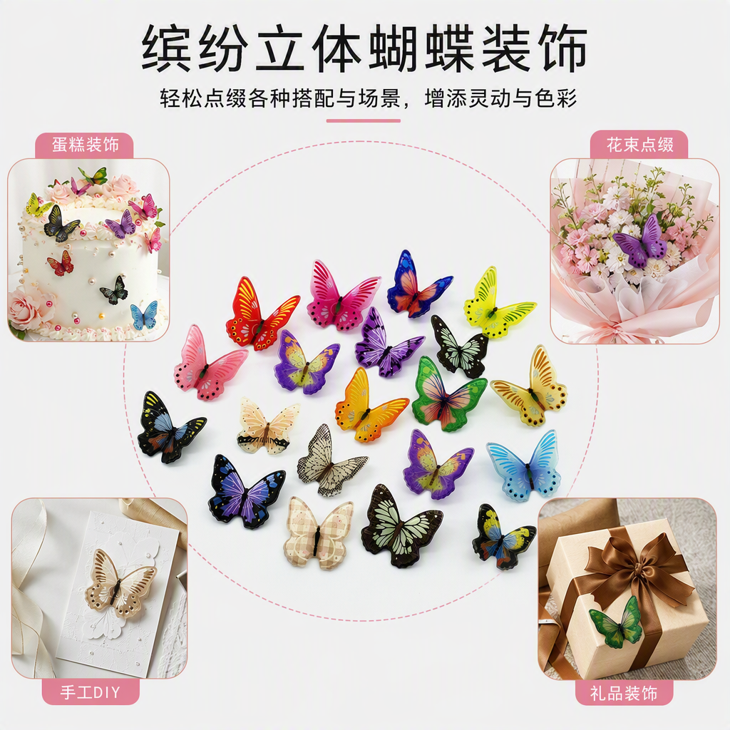 多彩蝴蝶装饰品创意家居壁挂装饰挂件儿童房装饰品摆件礼品