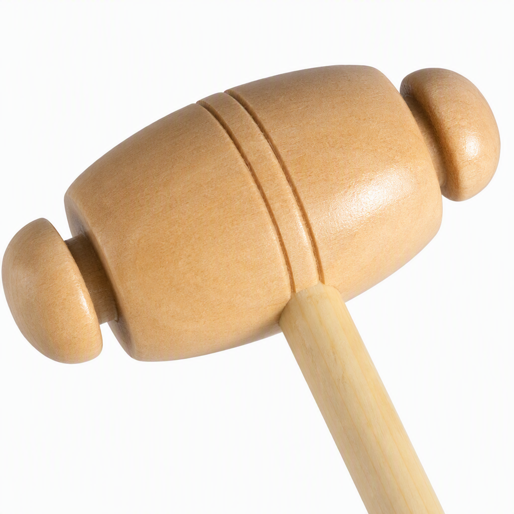 The orange itch-scratching handle wooden massage hammer is a handheld therapeutic tool for relaxing muscles and relieving fatigue Application Scenario