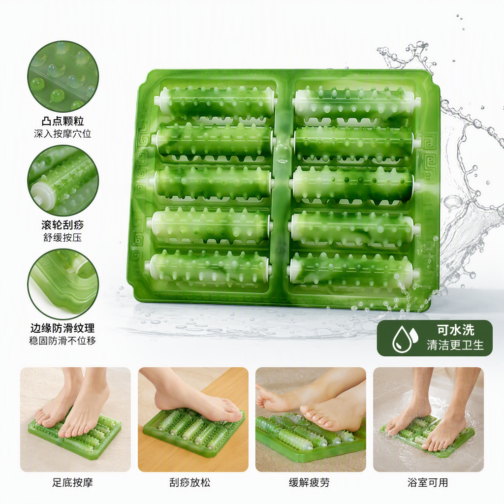 Juego de rodillos de masaje verde multifuncional para relajar el amasado profundo del cuerpo para aliviar la fatiga cuidado de la salud