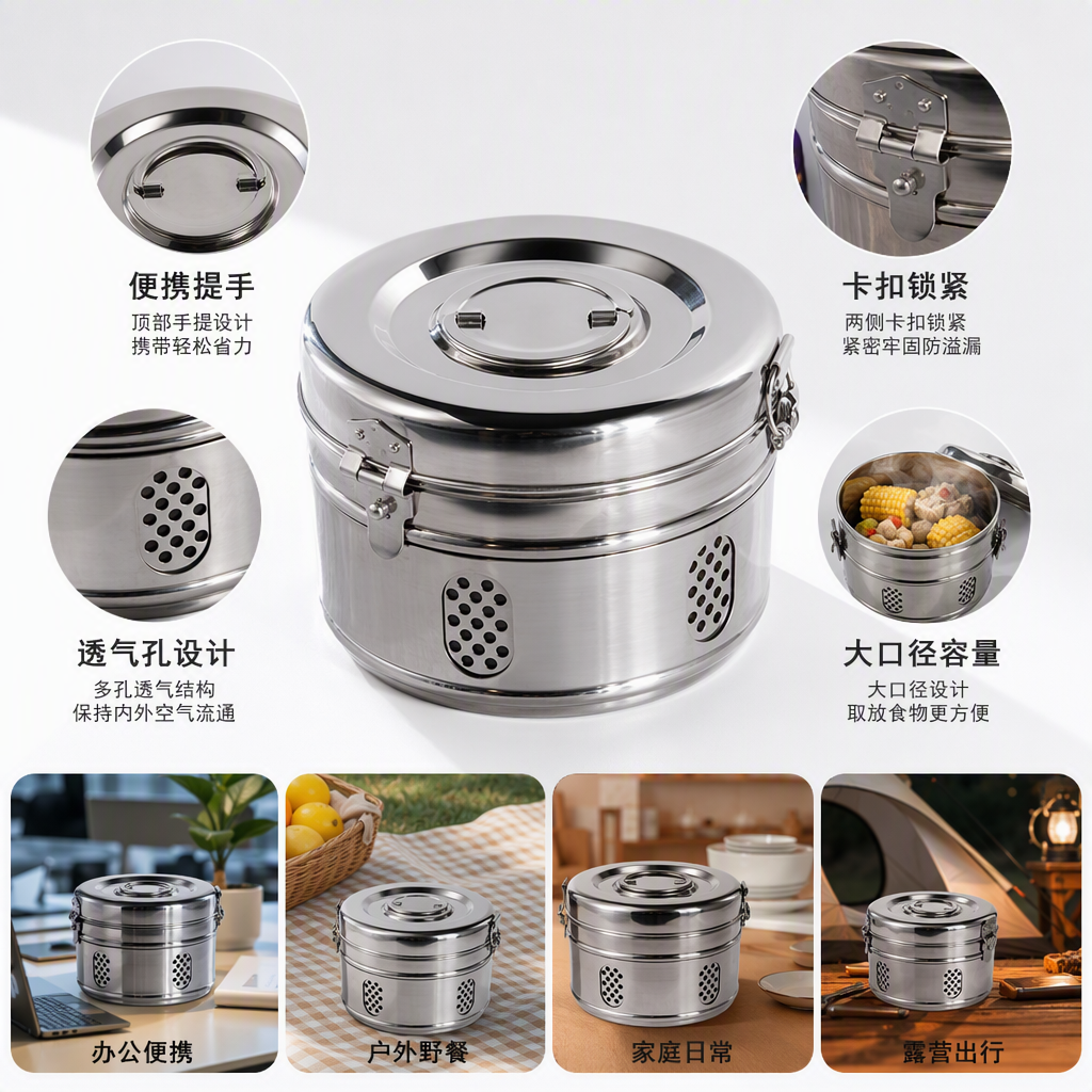 多层银色不锈钢蒸笼家用蒸锅蒸菜蒸包蒸馒头厨房厨具耐用实用
