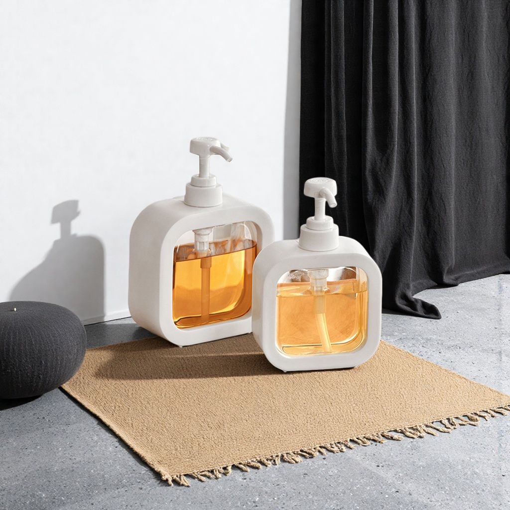 White square press bottle amber liquid skin care essence moisturizing and nourishing bottle container products Specification image