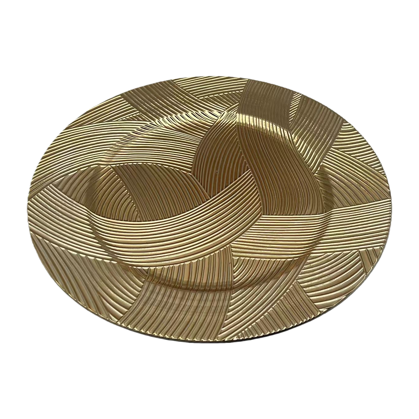 Oro tejido textura redondo plato de comida moda hogar comida occidental punto occidental plato de comida decorativa vajilla Item Picture