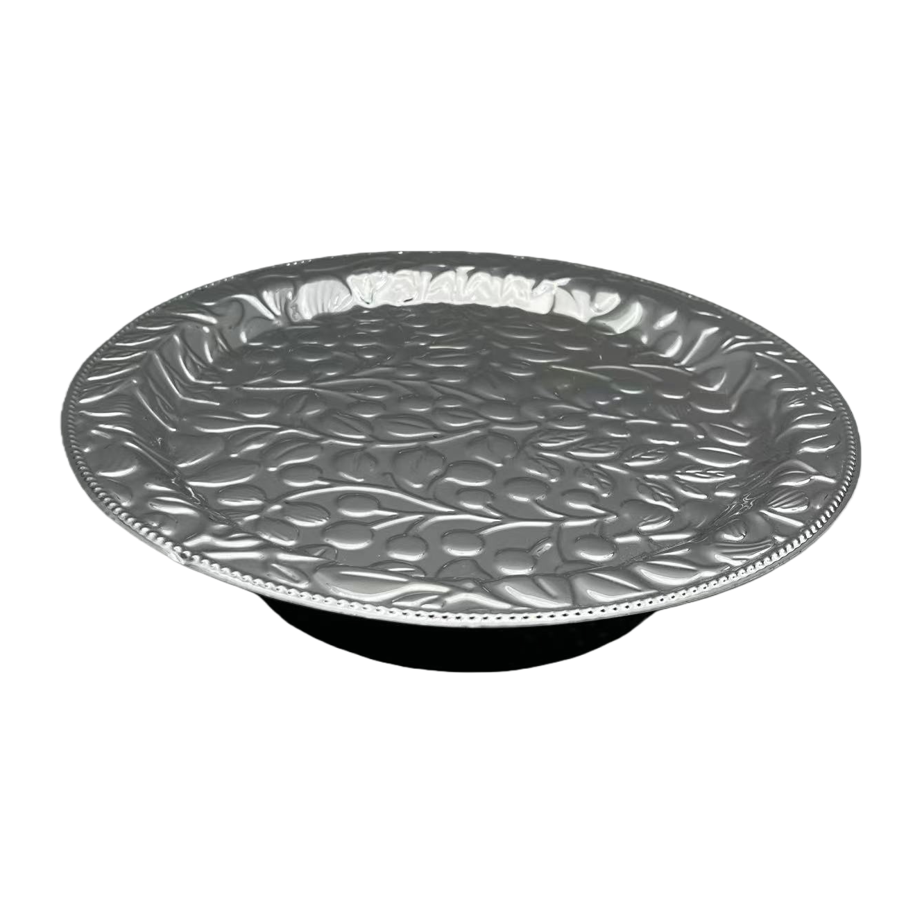 High-end silver embossed fruit and leaf pattern plate, creative tableware, home Western dining plate, decorative plate, art piece, gift to be given away Item Picture