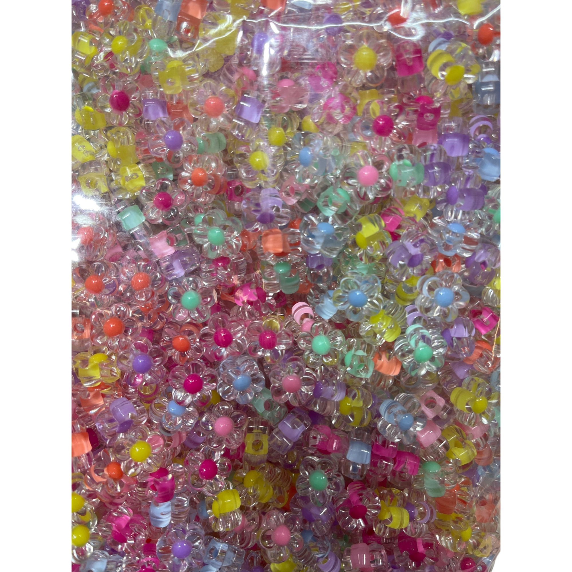 Flores coloridas molduras cuentas de plástico hechas a mano DIY accesorios accesorios juguetes para niños materiales de decoración 50 piezas Item Picture