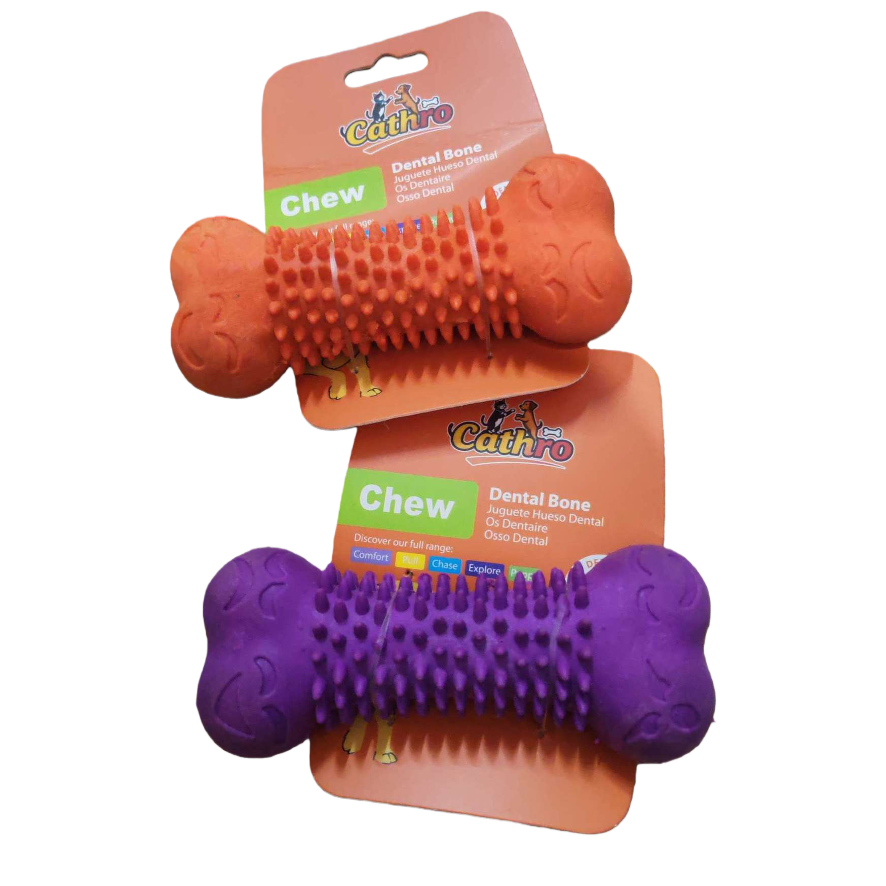 Colorful bone-shaped chewing toys, orange and purple color pet teething gel, durable and wear-resistant pet products Item Picture