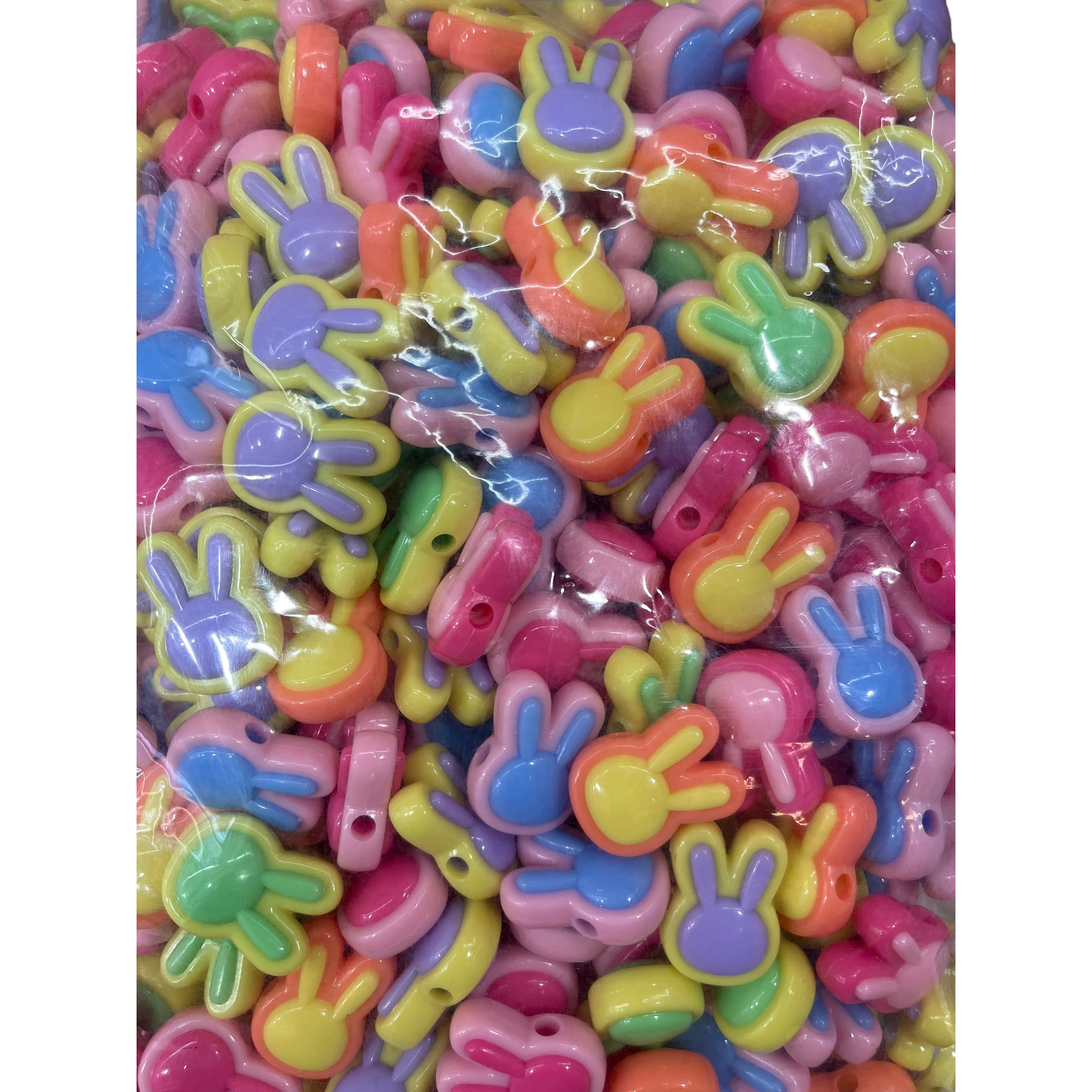 Colorful rabbit-shaped plastic bead handmade jewelry accessories for children, DIY materials available in multiple colors Item Picture