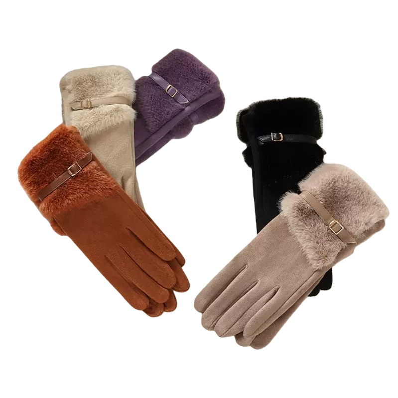Multi-color suede double-layer fleece gloves, warm and windproof, suitable for both men and women in autumn and winter, fashionable and casual style Item Picture