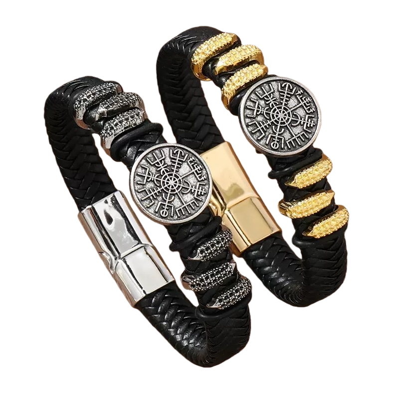 سوار أسود مصنوع من الجلود، وشارات معدنية من بلدان الشمال، زخرفة يدوية من النساء Item Picture