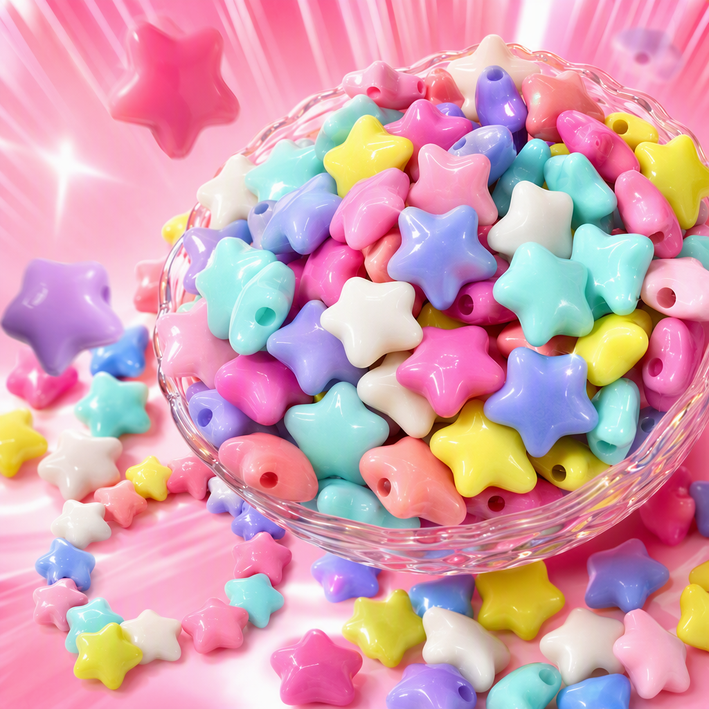 Colorful star-shaped plastic beads, DIY handmade jewelry accessories, children's toy materials, creative decorative items Specification image