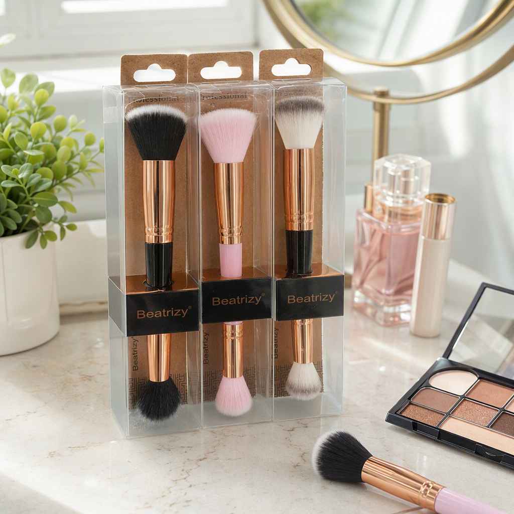 Golden handle tres piezas maquillaje cepillo set soft foundation sombra de ojos maquillaje maquillaje herramienta portátil details Picture