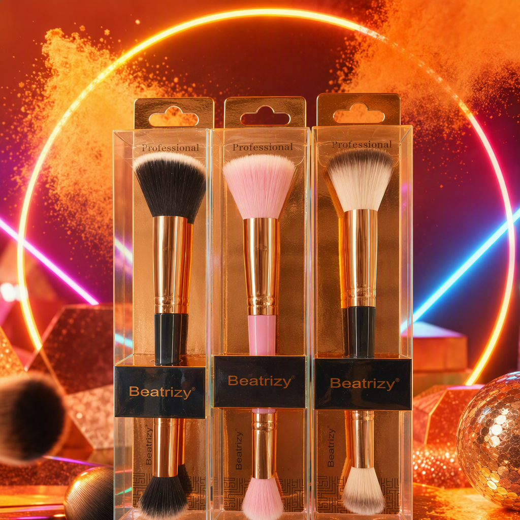 Golden handle tres piezas maquillaje cepillo set soft foundation sombra de ojos maquillaje maquillaje herramienta portátil Specification image