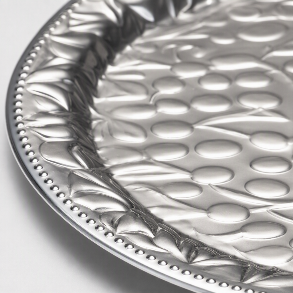 High-end silver embossed fruit and leaf pattern plate, creative tableware, home Western dining plate, decorative plate, art piece, gift to be given away Application Scenario