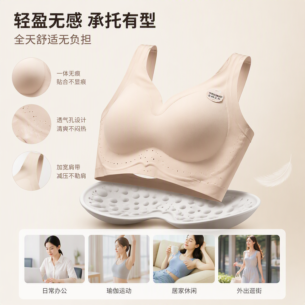 Multi-color invisible bra, thin, breathable, comfortable and seamless underwear, available in multiple colors for girls