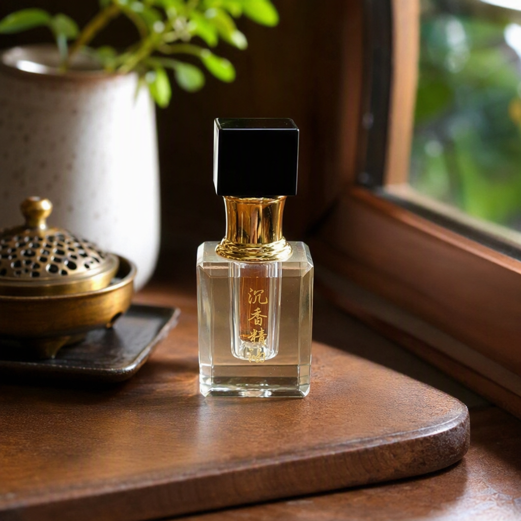 Agarwood essential oil in a transparent crystal bottle, indoor fragrance, natural relaxing spice, 50ml details Picture