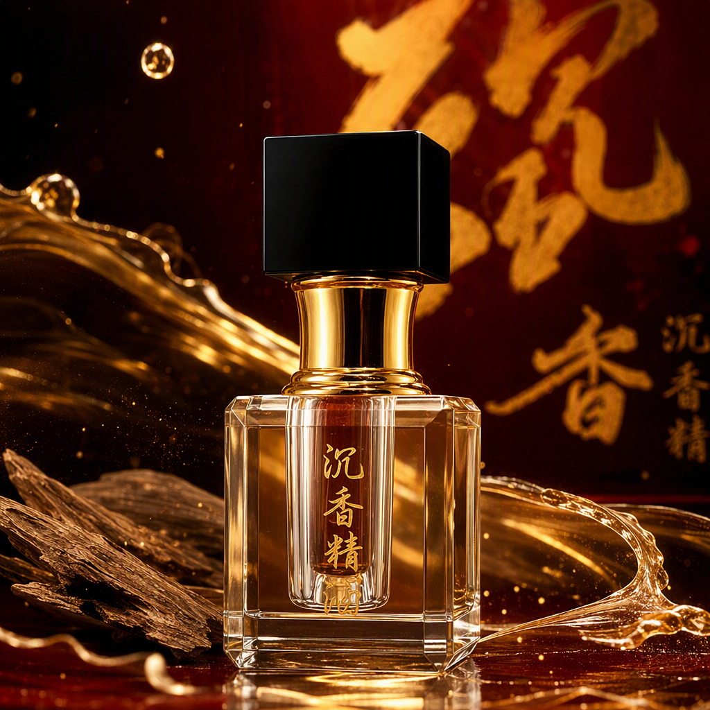 Agarwood essential oil in a transparent crystal bottle, indoor fragrance, natural relaxing spice, 50ml Specification image