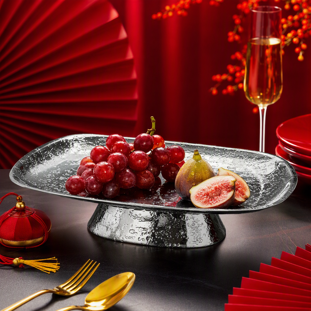 Silver spotted texture multi-functional tray, home decoration storage plate, creative dining table ornament, simple and modern Specification image