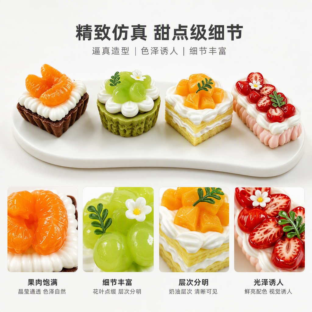 创意仿真甜点模型四款趣味手工DIY装饰摆件儿童玩具礼品套装