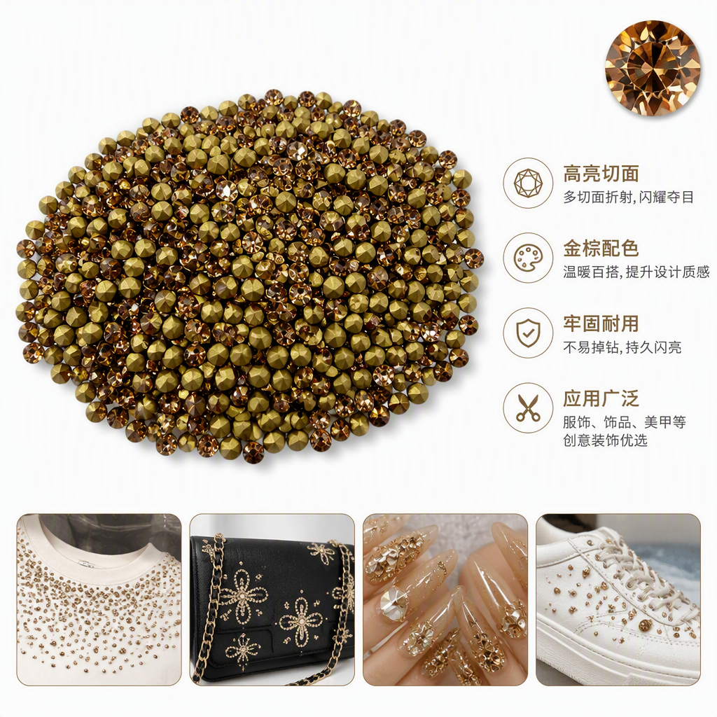 华丽金色水晶钻饰时尚百搭闪耀高贵饰品礼品装