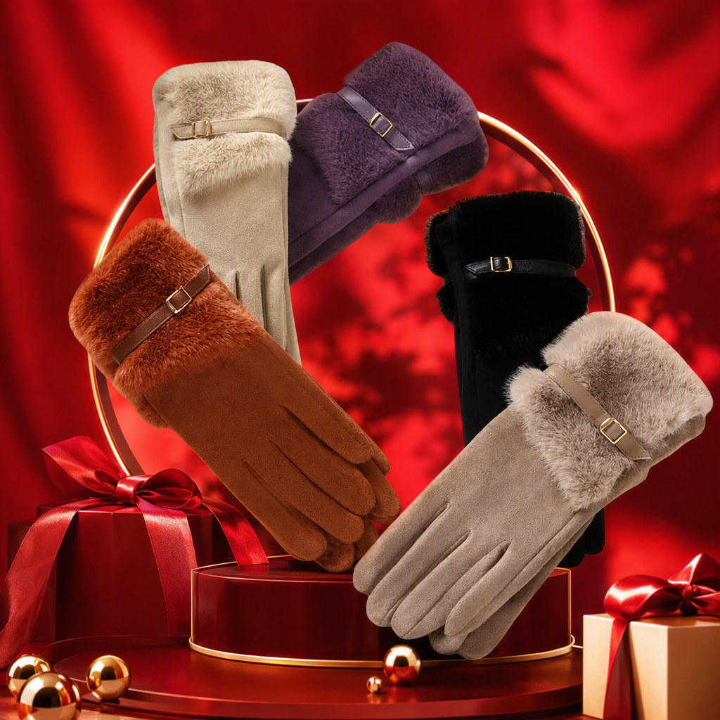 Multi-color suede double-layer fleece gloves, warm and windproof, suitable for both men and women in autumn and winter, fashionable and casual style Specification image