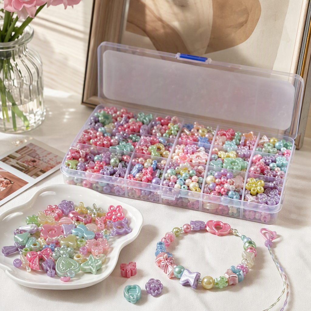 Colorful plastic mini accessories, stacked and combined creative handcrafted accessory decorations, fun storage items details Picture