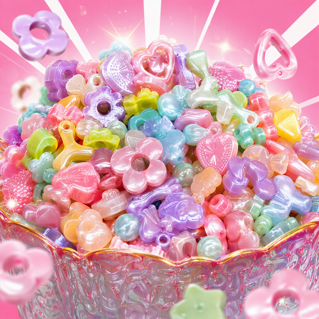 Colorful plastic mini accessories, stacked and combined creative handcrafted accessory decorations, fun storage items Specification image