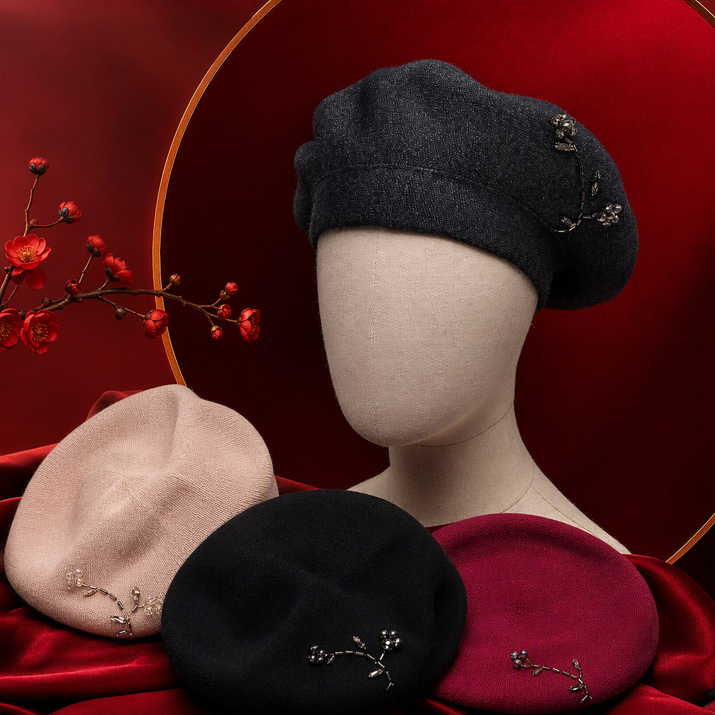 Fashionable knitted hats are warm and versatile. Winter hats and headscarves are trendy and casual for both men and women. Soft and comfortable for autumn and winter details Picture