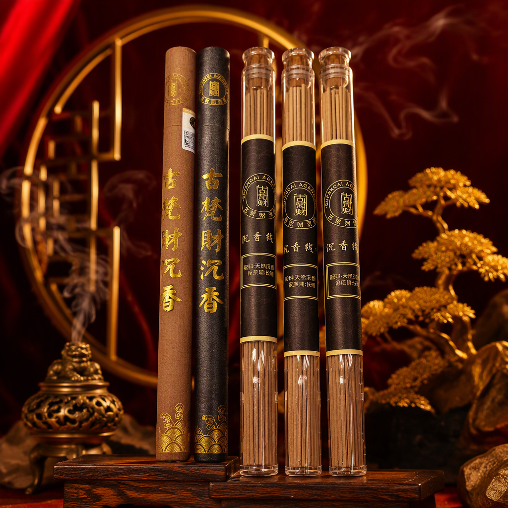 Three transparent tubes of Gufancai agarwood incense sticks are available in rolls. They have a long-lasting and rich fragrance and are essential incense products Specification image