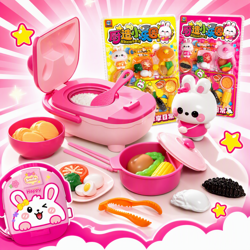 The pink rice cooker toy is suitable for little girls, children's kitchen utensils, educational toys and early education gifts Specification image