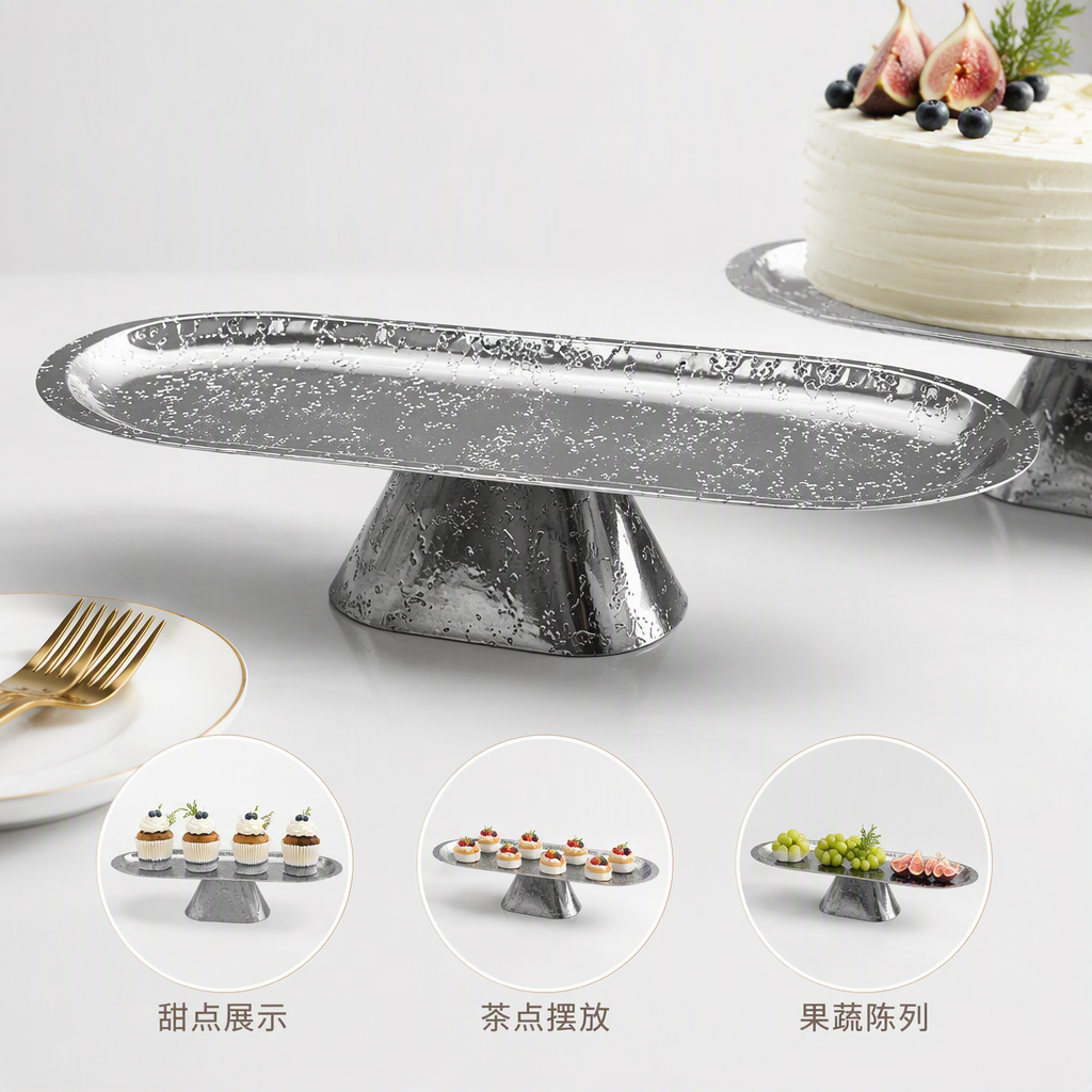 Multi-functional silver elliptical tray rack, table decoration, storage and display rack, simple and fashionable home and office supplies rack