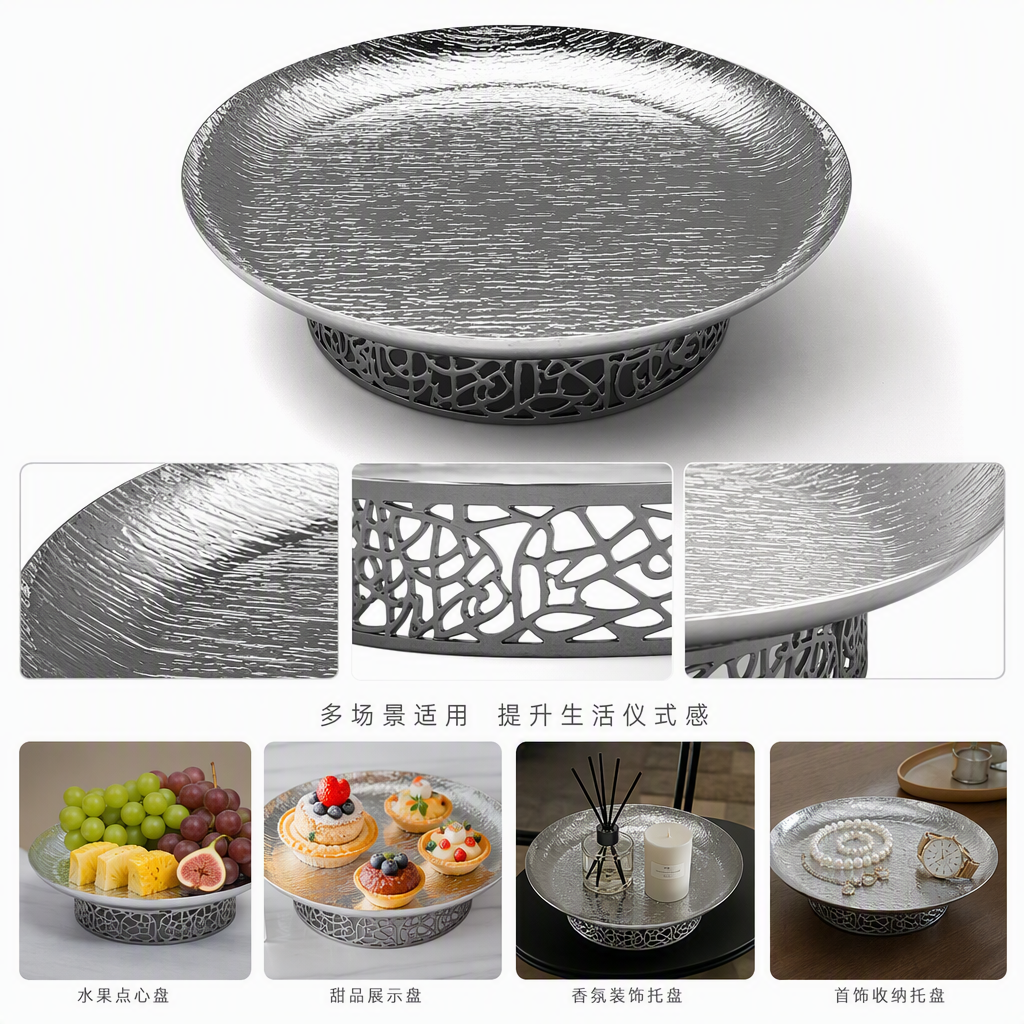 High-end silver-textured dinner plates, creative and fashionable household tableware, simple and modern tableware sets, essential for restaurants