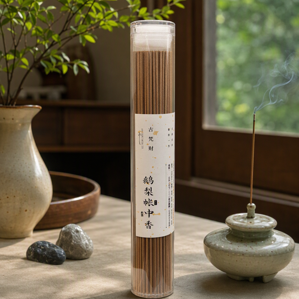 The Gufancai Pear Tent Incense stick is a transparent cylindrical product that provides long-lasting and calming indoor aromatherapy details Picture