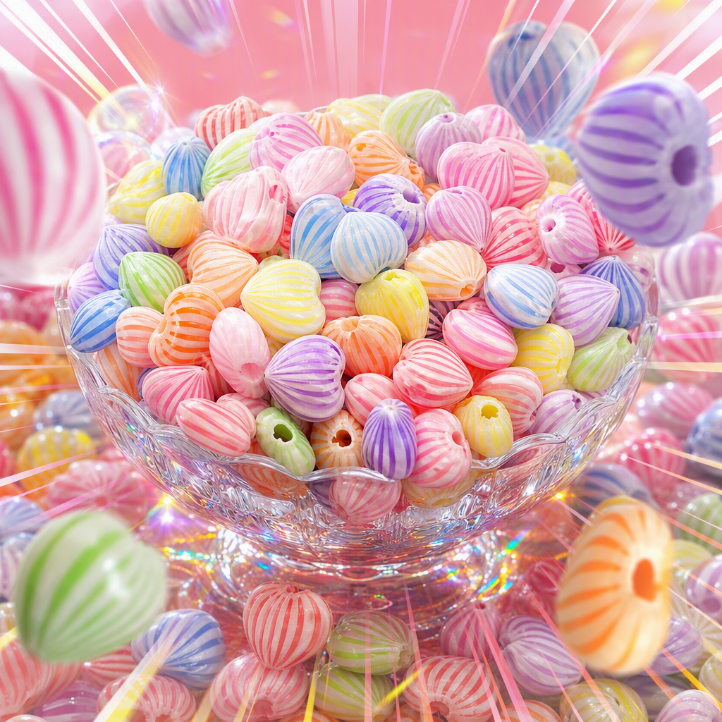 Colorful striped heart-shaped beads, DIY handmade jewelry accessories, creative bracelets, necklaces, materials and decorative items Specification image