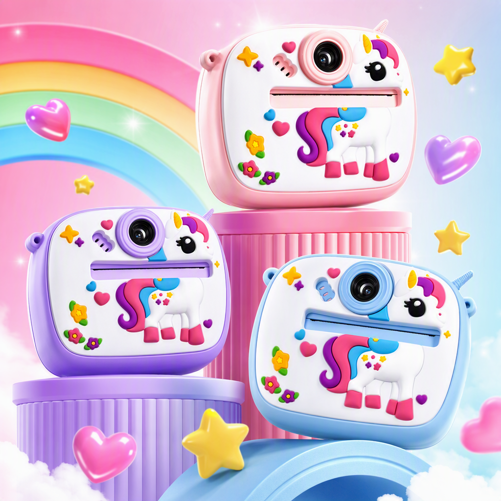 Colorful Unicorn Children's Mini Camera Set, multi-functional photography toy accessories, Creative gifts Specification image