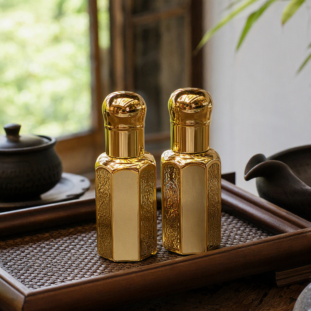 قنينة صغيرة من الازهار الذهبية مزخرفة بالذهب details Picture