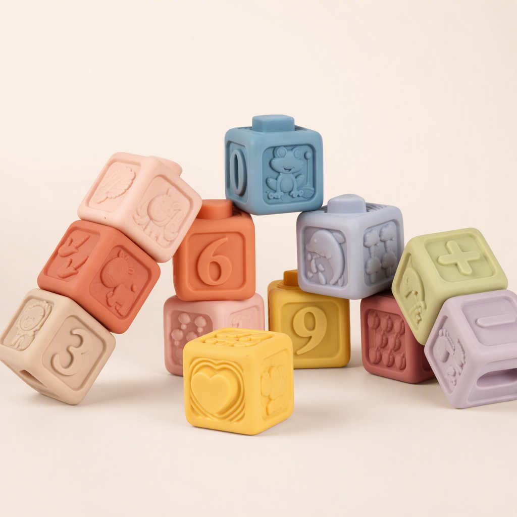 Colorful soft rubber digital building blocks children's educational building toys, early childhood education and enlightenment building block sets