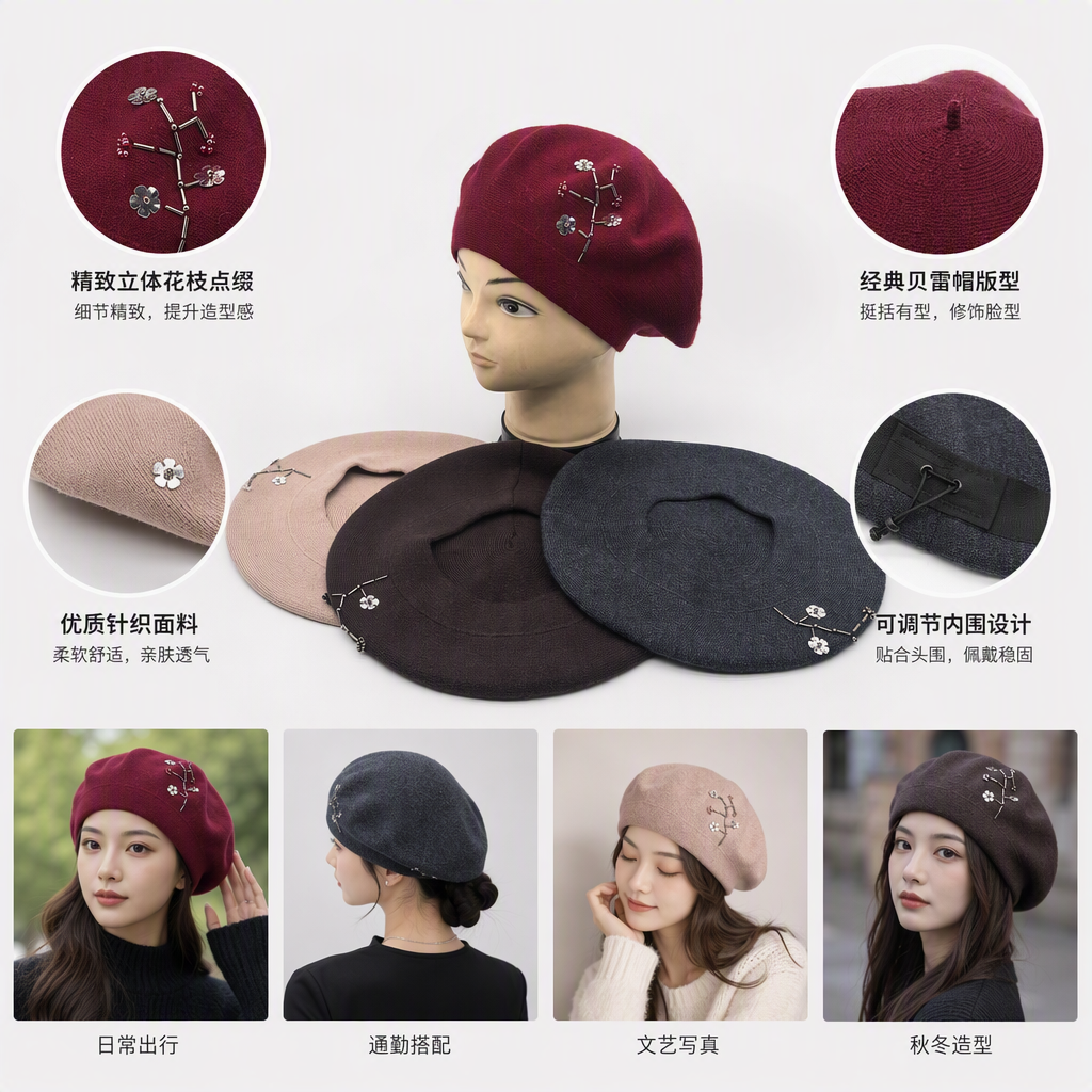 Fashionable knitted hats for warmth and versatility, winter hats for women and men, casual hats and headscarves, trendy styles, new autumn and winter arrivals details Picture